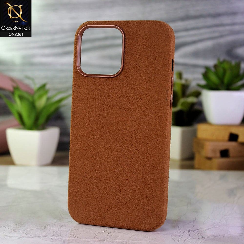 iPhone 13 Pro Max Cover - Brown - Seude Texture Surface PC Protective Back Case