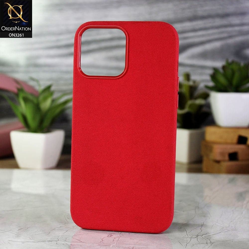 iPhone 13 Pro Max Cover - Red - Seude Texture Surface PC Protective Back Case