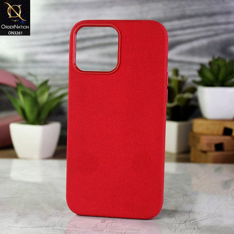 iPhone 13 Pro Max Cover - Red - Seude Texture Surface PC Protective Back Case
