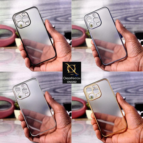 iPhone 13 Pro Max Cover - Silver - Electroplating Color Borders Semi-Transparent Soft Case