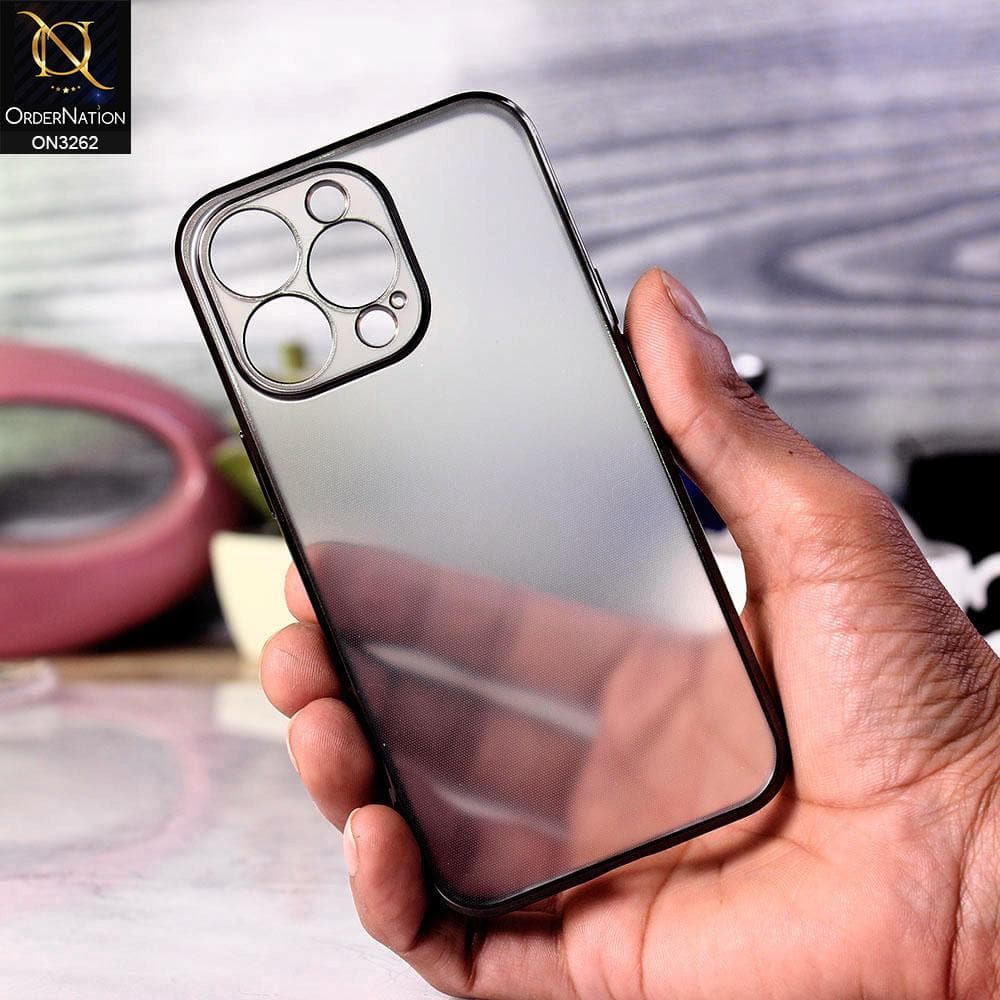 iPhone 13 Pro Cover - Black - Electroplating Color Borders Semi-Transparent Soft Case