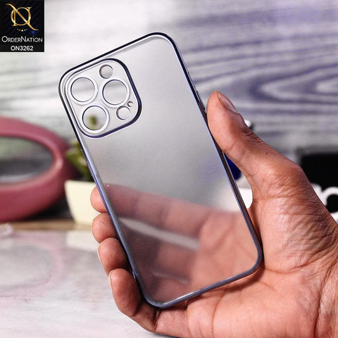 iPhone 13 Pro Cover - Blue - Electroplating Color Borders Semi-Transparent Soft Case