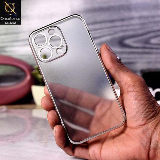 iPhone 13 Pro Max Cover - Silver - Electroplating Color Borders Semi-Transparent Soft Case