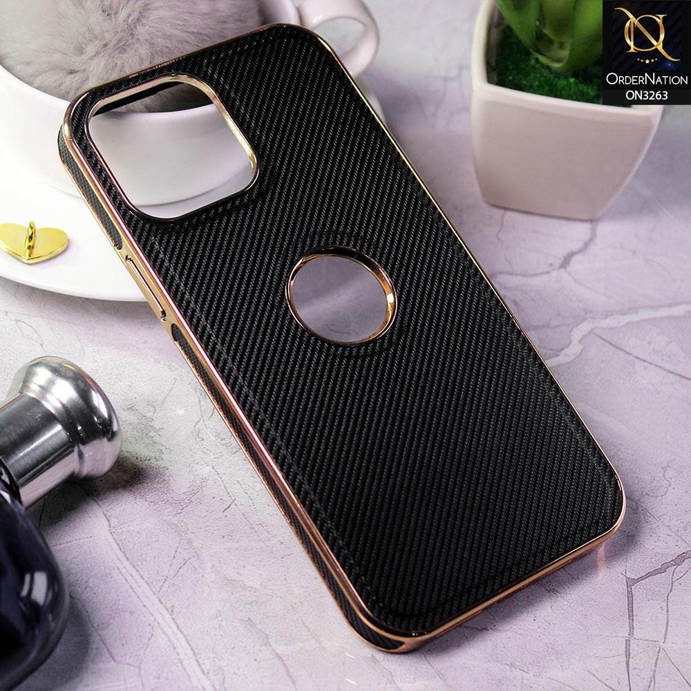 iPhone 13 Pro Max Cover - Black - J-Case Lauren Series Electroplating Carbon Fiber Soft Case