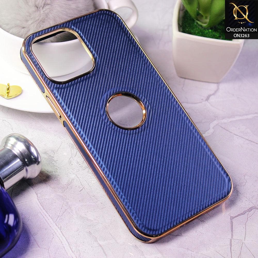 iPhone 13 Pro Max Cover - Blue - J-Case Lauren Series Electroplating Carbon Fiber Soft Case