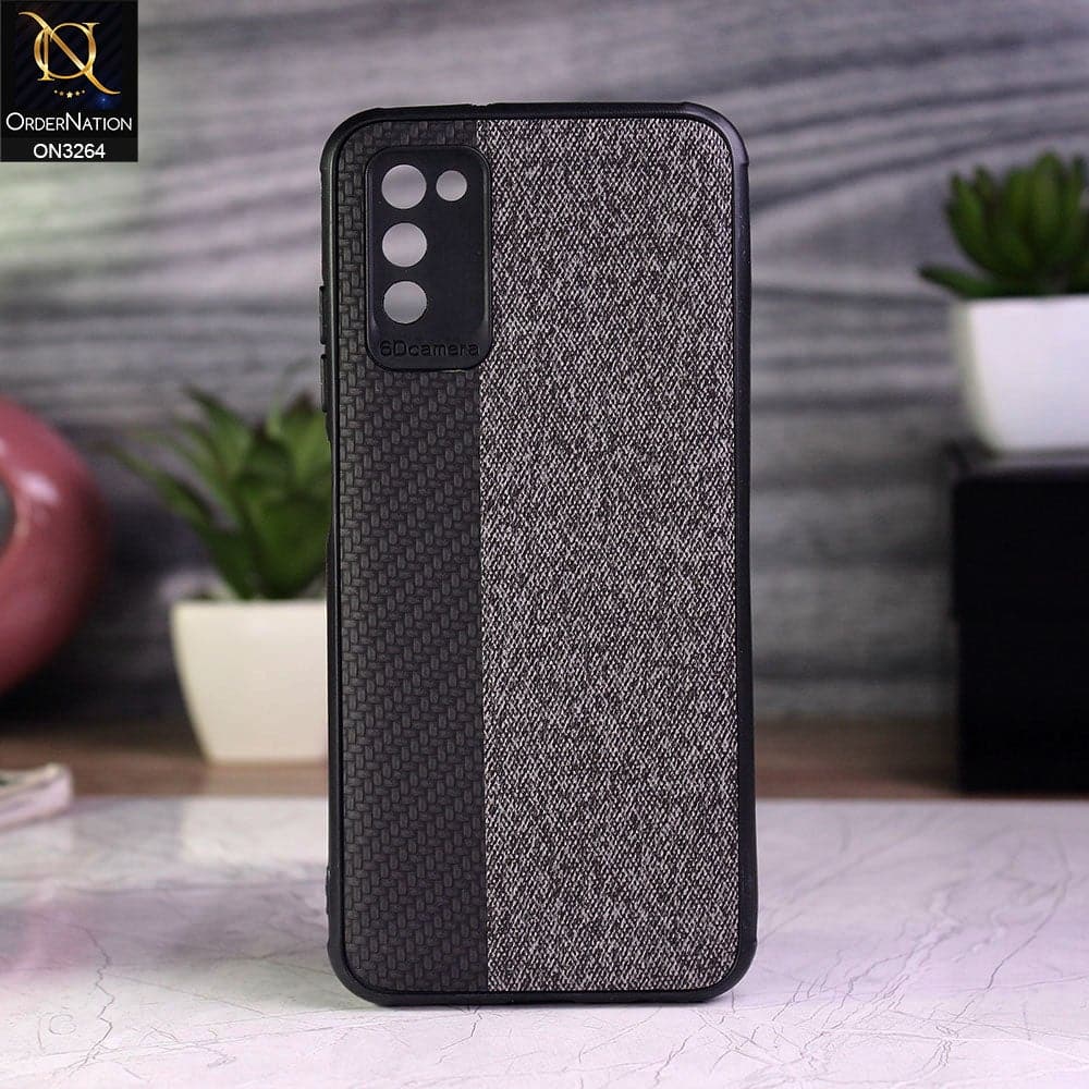 Samsung Galaxy A03s Cover - Black - New Dual Tone Fabric Style Soft TPU Case With Camera Protection