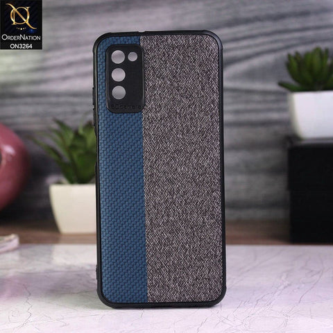 Samsung Galaxy A02s Cover - Blue - New Dual Tone Fabric Style Soft TPU Case With Camera Protection