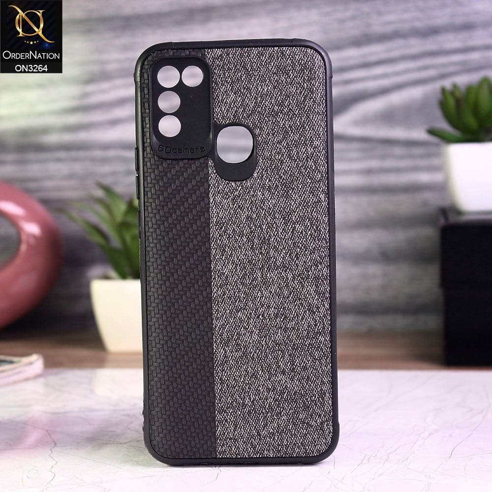 Infinix Hot 10 Play Cover - Black - New Dual Tone Fabric Style Soft TPU Case With Camera Protection