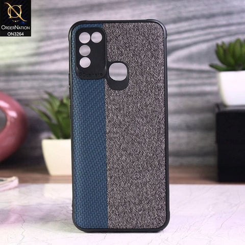 Infinix Hot 10 Play Cover - Blue - New Dual Tone Fabric Style Soft TPU Case With Camera Protection