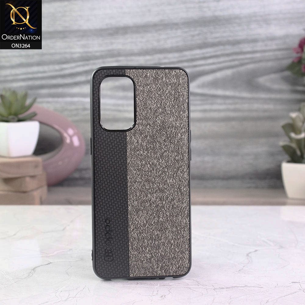 Oppo Reno 6 Cover - Black - V2 - New Dual Tone Fabric Style Soft TPU Case With Camera Protection