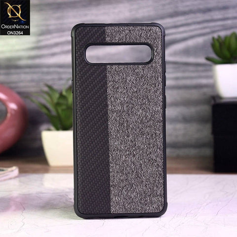 Samsung Galaxy S10 5G Cover - Black - New Dual Tone Fabric Style Soft TPU Case With Camera Protection