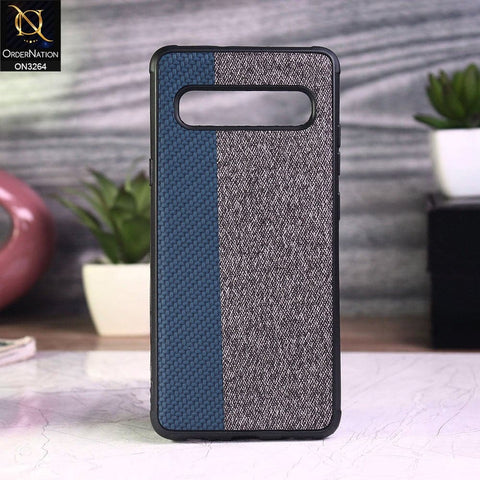 Samsung Galaxy S10 5G Cover - Blue - New Dual Tone Fabric Style Soft TPU Case With Camera Protection