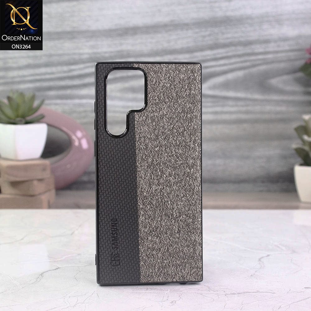 Samsung Galaxy S22 Ultra 5G Cover - Black - New Dual Tone Fabric Style Soft TPU Case With Camera Protection