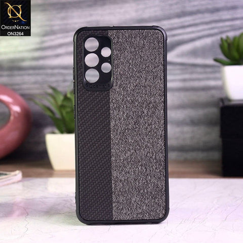 Samsung Galaxy A32 Cover - Black - New Dual Tone Fabric Style Soft TPU Case With Camera Protection