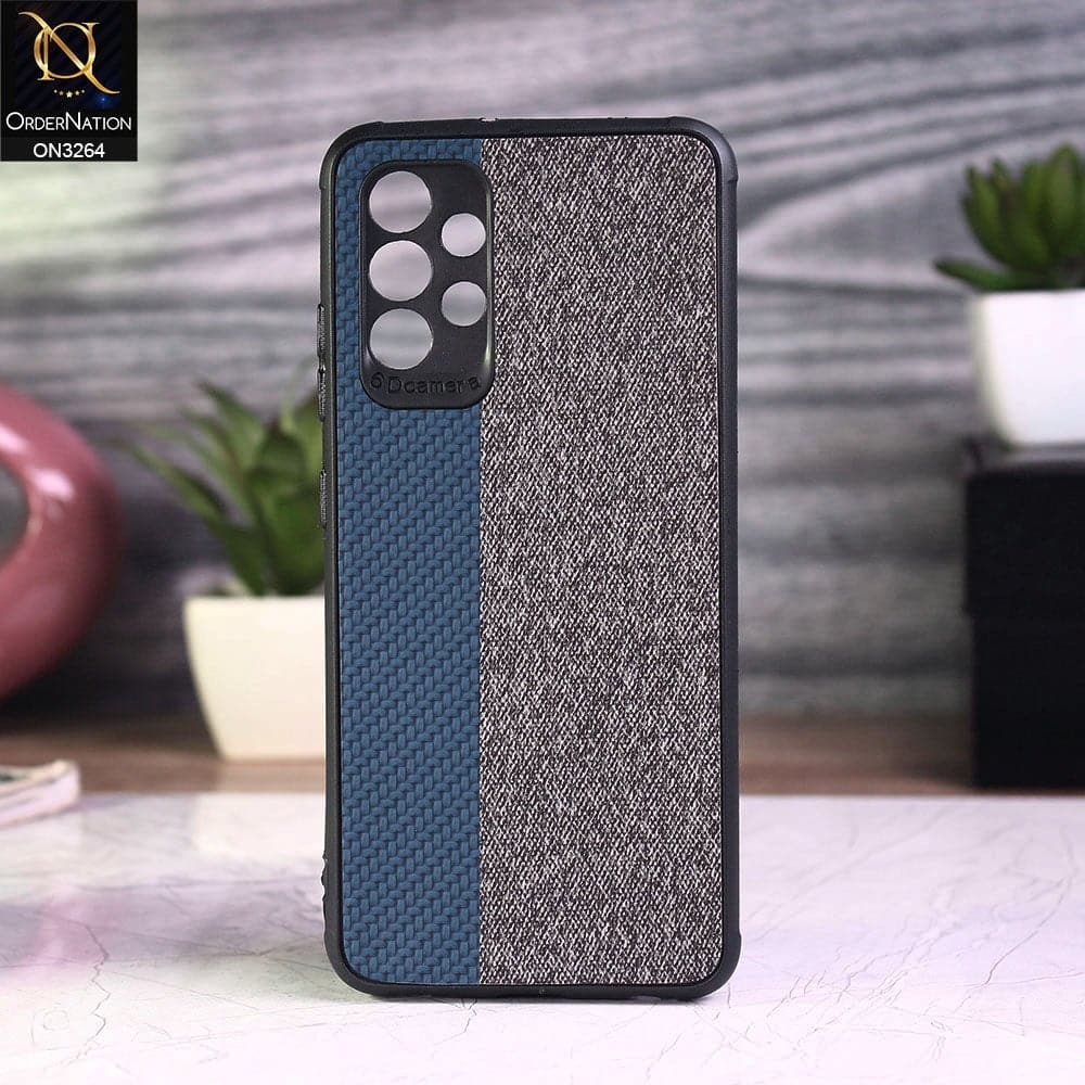 Samsung Galaxy A32 Cover - Blue - New Dual Tone Fabric Style Soft TPU Case With Camera Protection