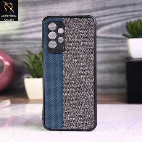 Samsung Galaxy A32 Cover - Blue - New Dual Tone Fabric Style Soft TPU Case With Camera Protection