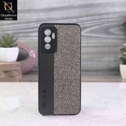 Vivo S10e Cover - Black - New Dual Tone Fabric Style Soft TPU Case With Camera Protection