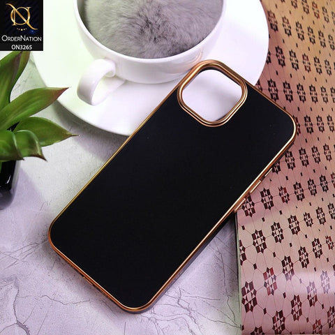 iPhone 13 Cover - Black - Soft Gold Plated Color Borders Back Case