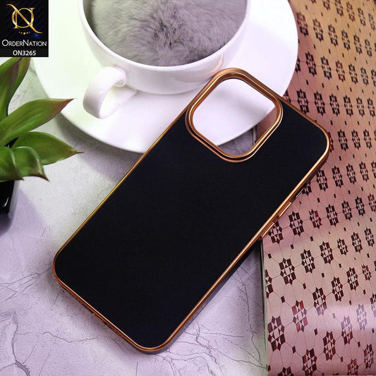 iPhone 13 Pro Cover - Black - Soft Gold Plated Color Borders Back Case