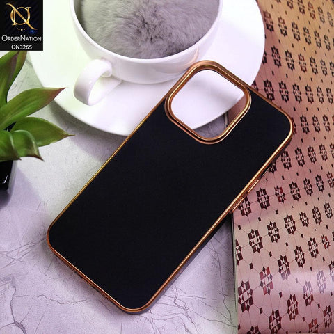 iPhone 13 Pro Max Cover - Black - Soft Gold Plated Color Borders Back Case
