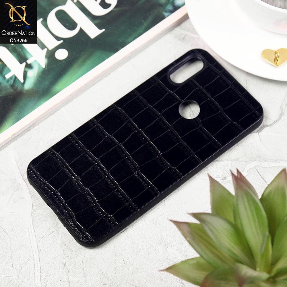 Huawei Honor 8A Cover - Black - Leather Texture Soft Silicone Case