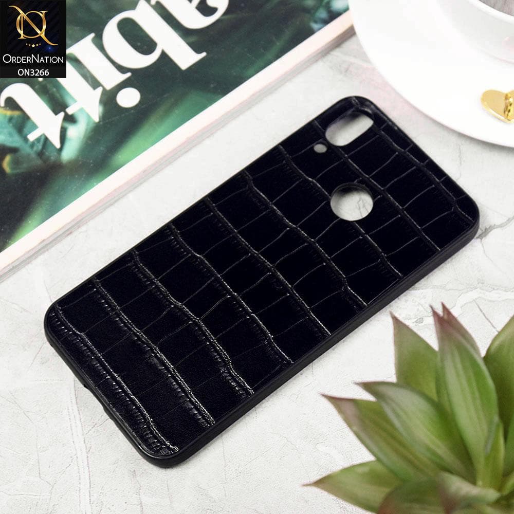 Huawei Honor 8C Cover - Black - Leather Texture Soft Silicone Case