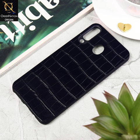 Samsung Galaxy M30 Cover - Black - Leather Texture Soft Silicone Case