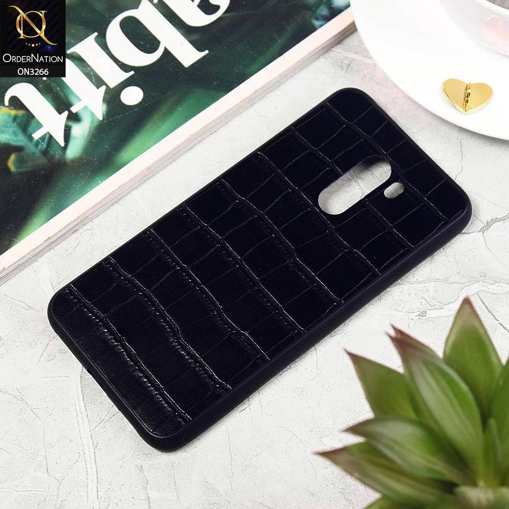 Xiaomi Pocophone F1 Cover - Black - Leather Texture Soft Silicone Case