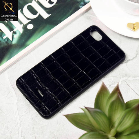 Xiaomi Redmi 6A Cover - Black - Leather Texture Soft Silicone Case