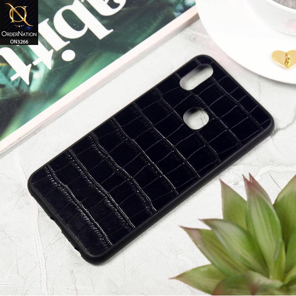 Vivo Y97 Cover - Black - Leather Texture Soft Silicone Case