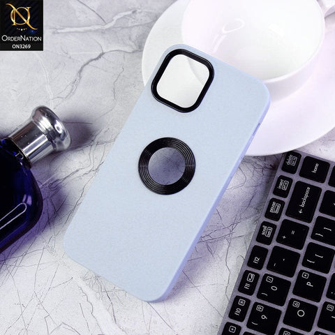 iPhone 12 Cover - Sky Blue Design 3 -New Soft Protective Silicone Case with Logo Hole
