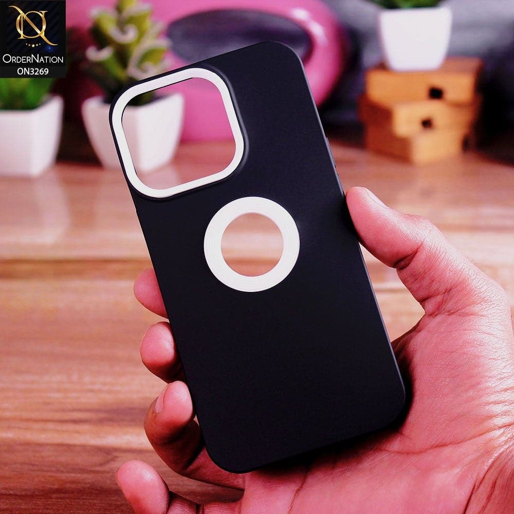 iPhone 13 Pro Max Cover - Black Design 2 - New Soft Protective Silicone Case with Logo Hole