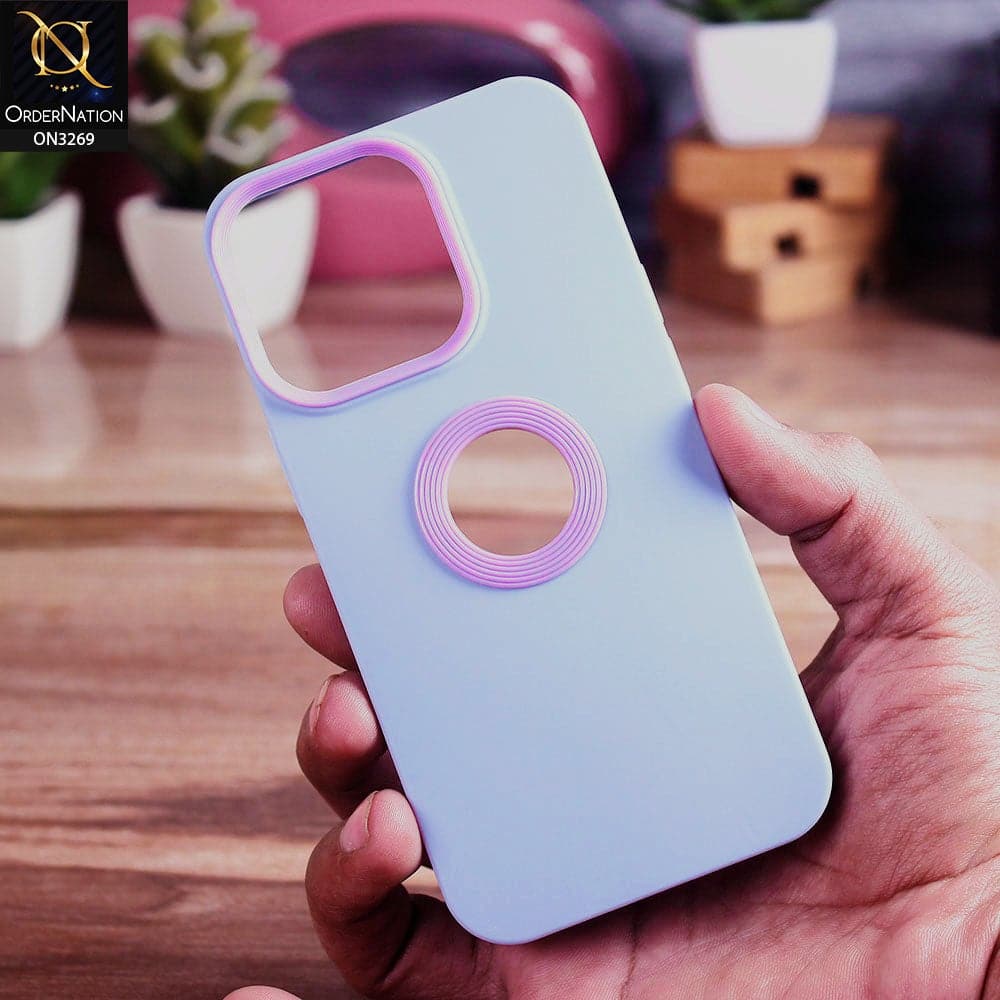 iPhone 13 Pro Max Cover - Sky Blue Design 2 - New Soft Protective Silicone Case with Logo Hole