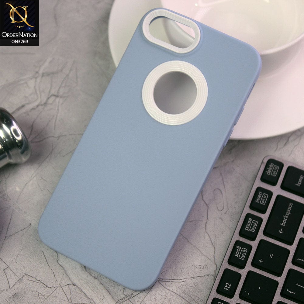 iPhone 8 / 7 Cover - Sky Blue - New Soft Protective Silicone Case with Logo Hole