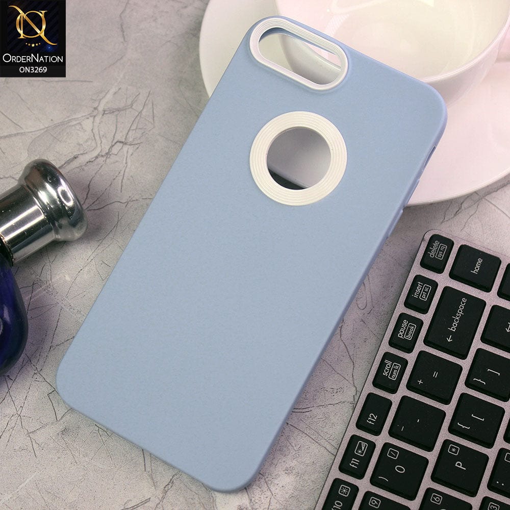 iPhone 8 Plus / 7 Plus  Cover - Sky Blue - New Soft Protective Silicone Case with Logo Hole