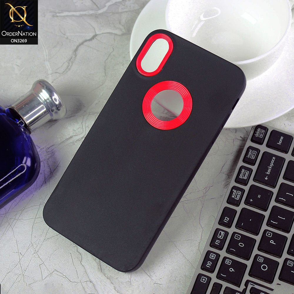 iPhone XS / X Cover - Black - New Soft Protective Silicone Case with Logo Hole