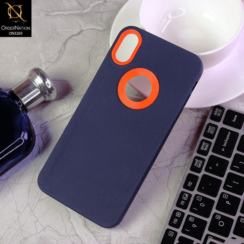 iPhone XS / X Cover - Blue - New Soft Protective Silicone Case with Logo Hole
