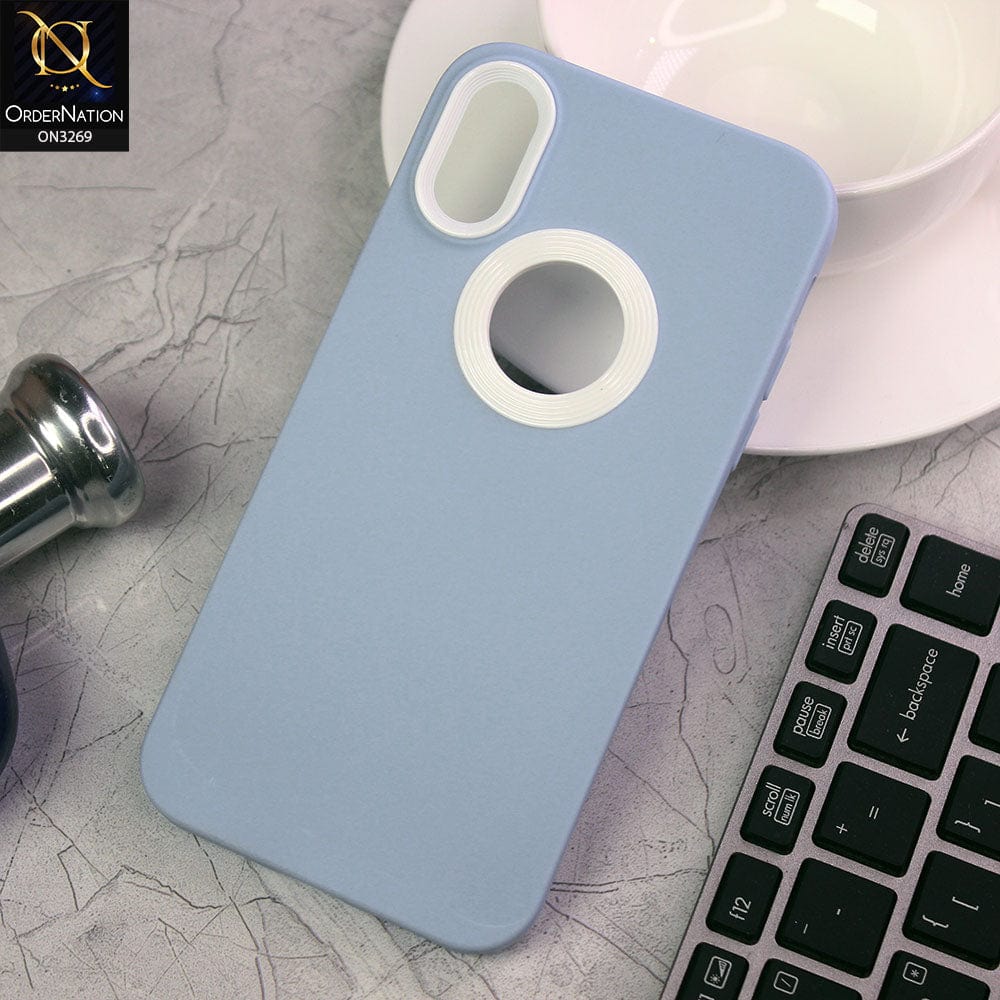 iPhone XS / X Cover - Sky Blue - New Soft Protective Silicone Case with Logo Hole