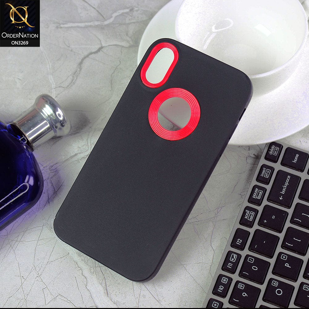 iPhone XR Cover - Black Design1 -New Soft Protective Silicone Case with Logo Hole