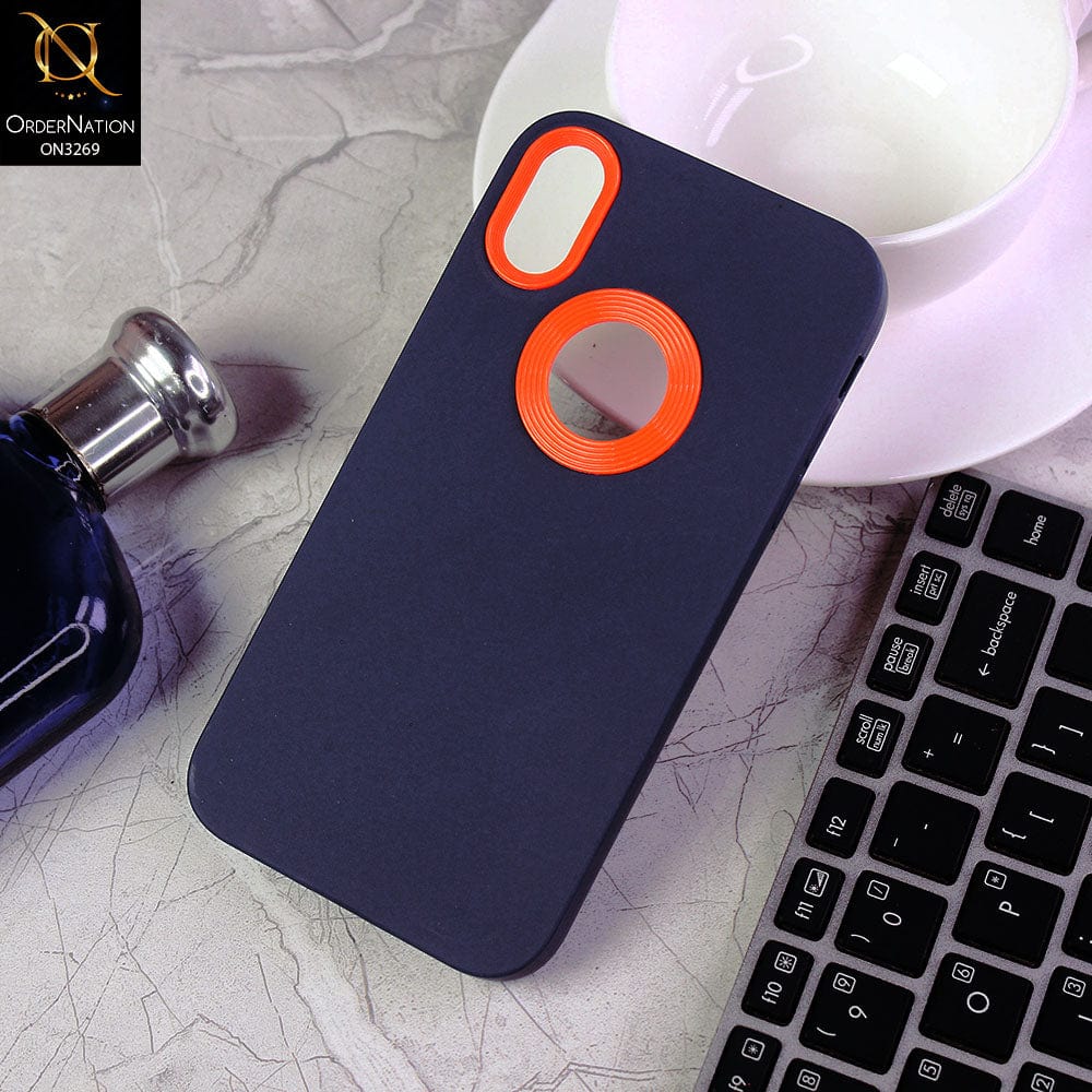 iPhone XR Cover - Blue -New Soft Protective Silicone Case with Logo Hole