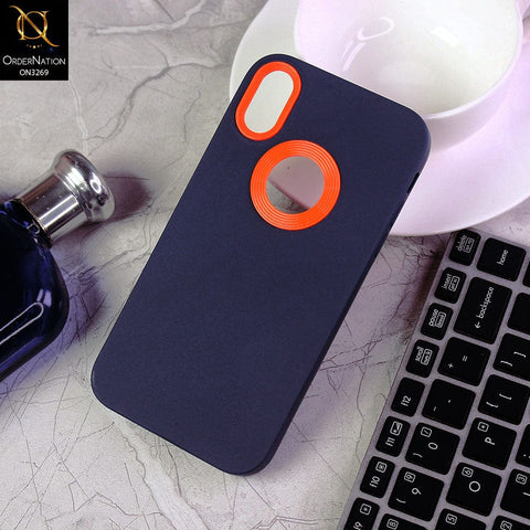iPhone XR Cover - Blue -New Soft Protective Silicone Case with Logo Hole