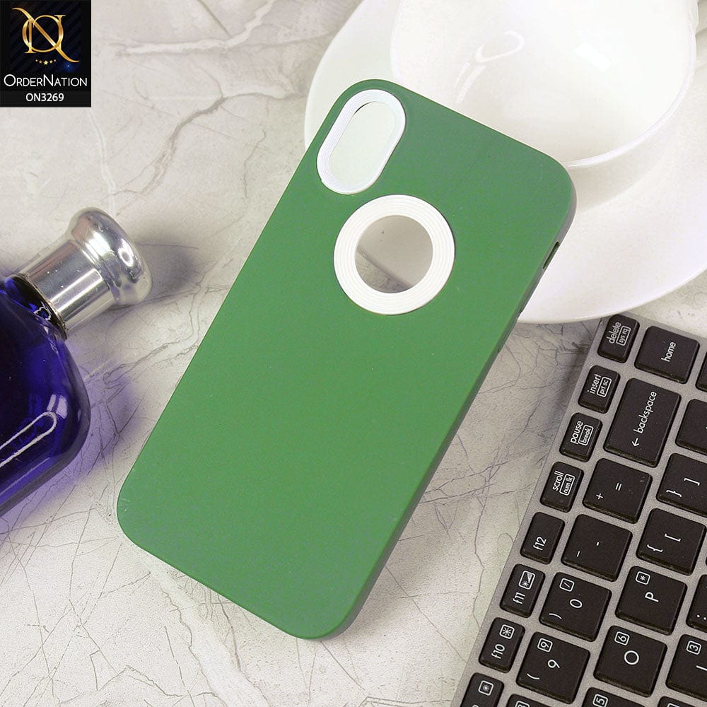 iPhone XR Cover - Green Design1 -New Soft Protective Silicone Case with Logo Hole