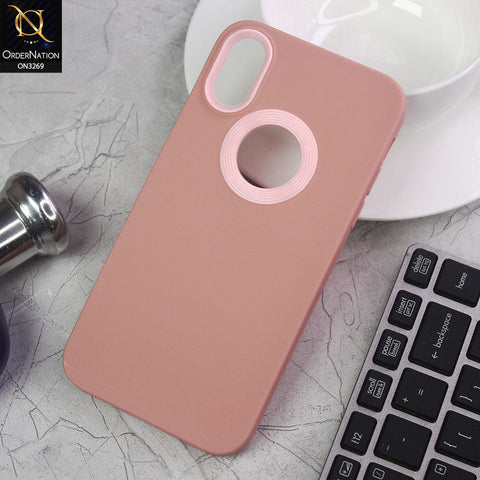 iPhone XR Cover - Pink - New Soft Protective Silicone Case with Logo Hole