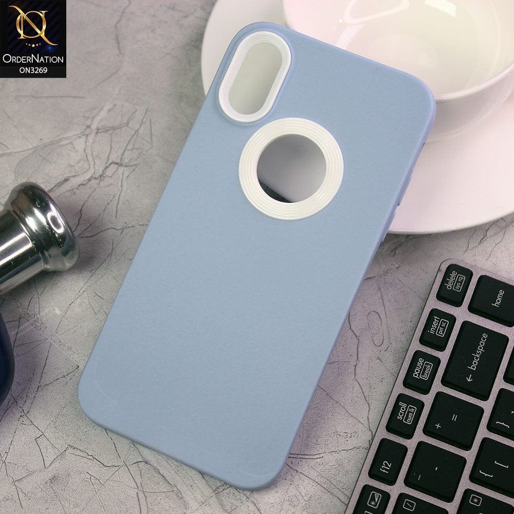 iPhone XR Cover - Sky Blue - New Soft Protective Silicone Case with Logo Hole