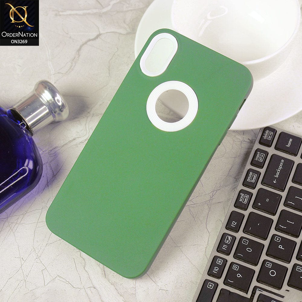 iPhone XS Max Cover - Green Design1 -New Soft Protective Silicone Case with Logo Hole