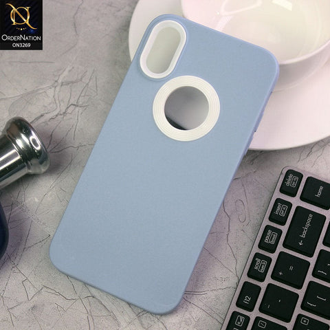 iPhone XS Max Cover - Sky Blue - New Soft Protective Silicone Case with Logo Hole
