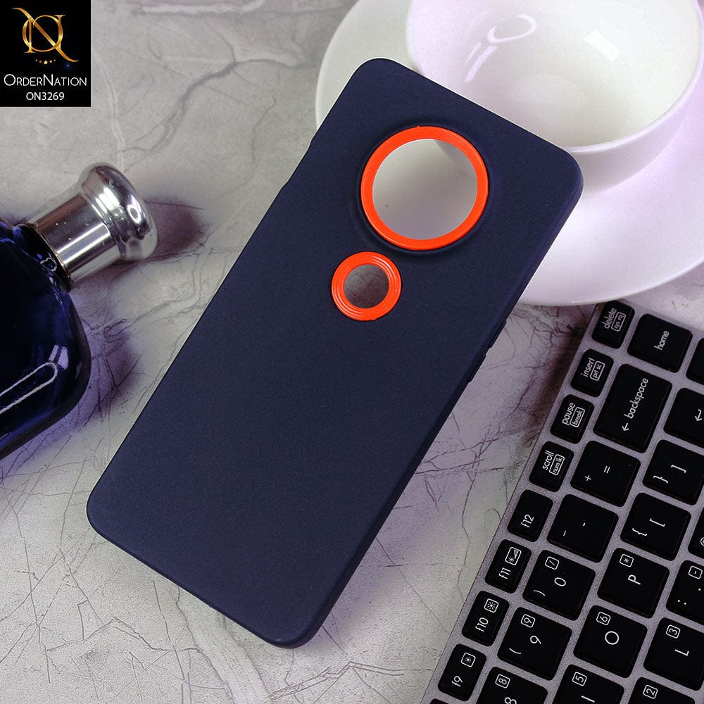 OnePlus 7T Cover - Blue -New Soft Protective Silicone Case with Logo Hole