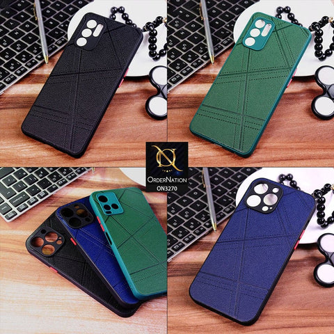 Infinix Hot 10 Play Cover - Green - Abstract Style Lines Design Soft Leather Feel Camera Protection Case
