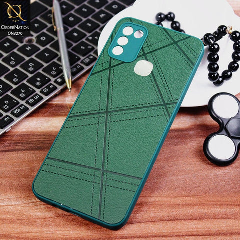 Infinix Hot 10 Play Cover - Green - Abstract Style Lines Design Soft Leather Feel Camera Protection Case