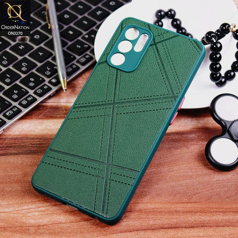 Oppo Reno 6 Cover - Green - Abstract Style Lines Design Soft Leather Feel Camera Protection Case